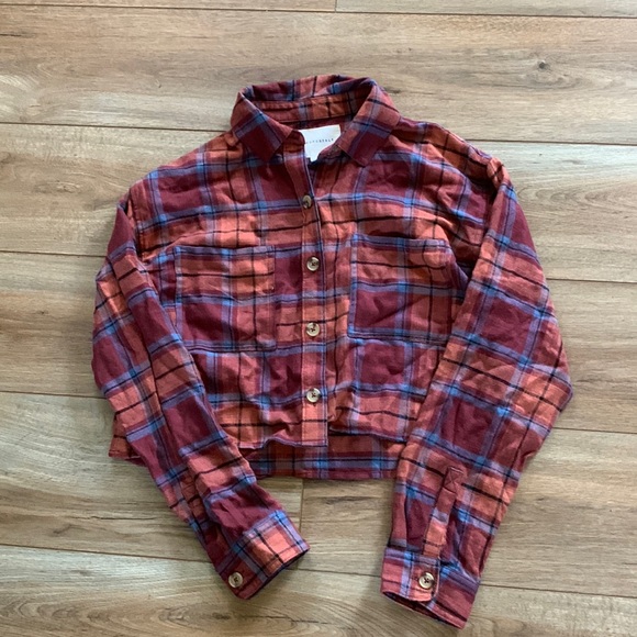 Aeropostale sz S cropped flannel top euc - Picture 1 of 3